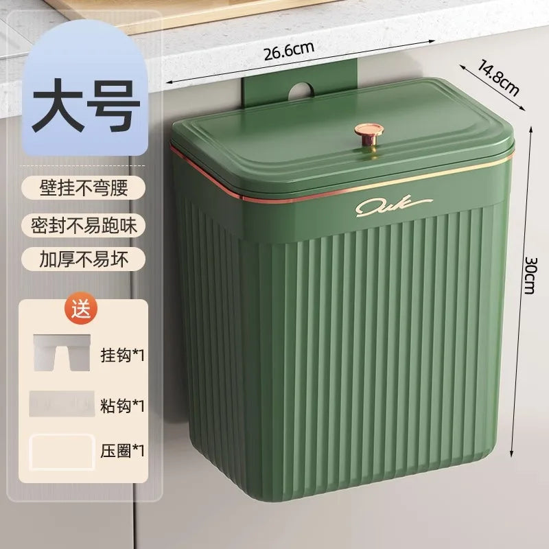Kitchen Trash Can with Lid, Hanging Trash Can, Wall Mounted, Toilet, Living Room, Basebasket, Storage Bucket, Kitchen Waste