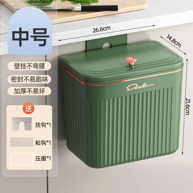Kitchen Trash Can with Lid, Hanging Trash Can, Wall Mounted, Toilet, Living Room, Basebasket, Storage Bucket, Kitchen Waste