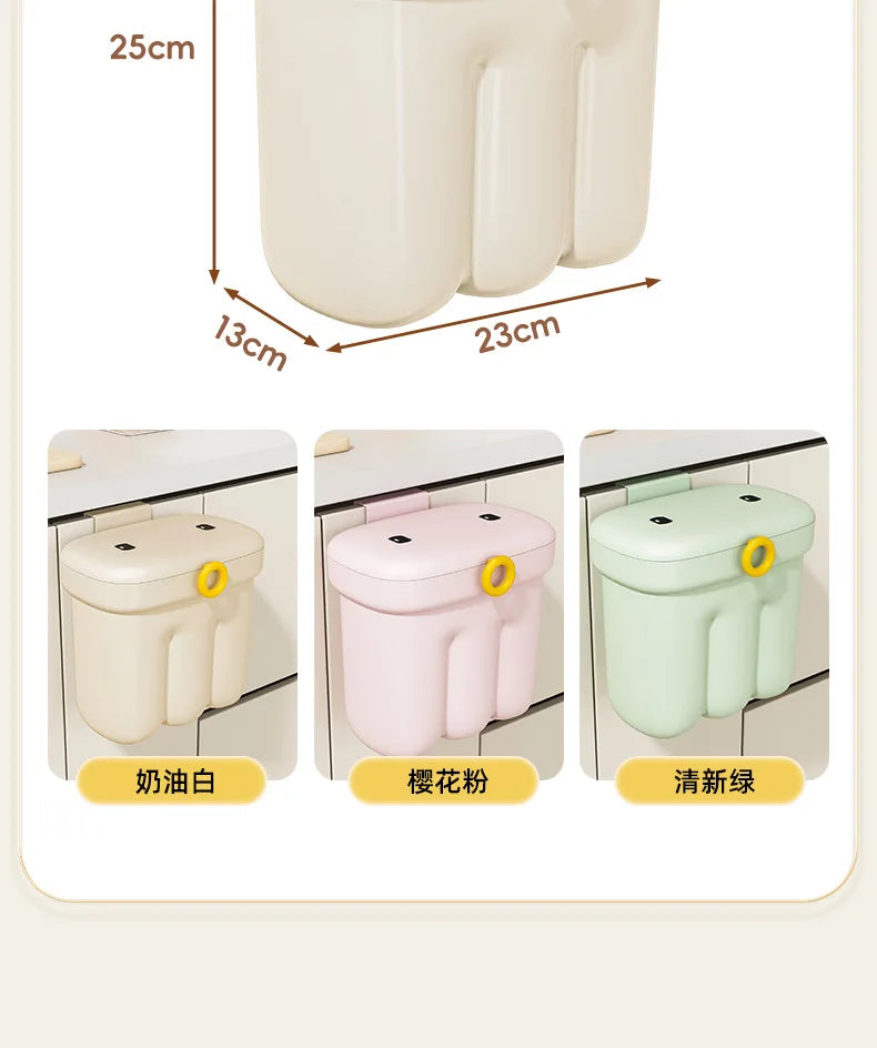 Kitchen garbage bin, household with lid, wall mounted garbage bin, no bending, large capacity, bathroom, hanging garbage bin