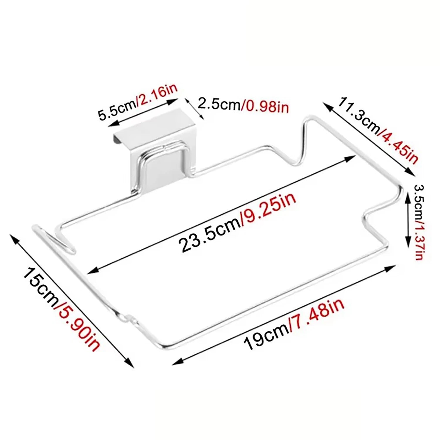 Kitchen Non Perforated Stainless Steel Garbage Rack With Hanging Bracket, Cabinet Door With Cloth And Garbage Bag Storage Rack