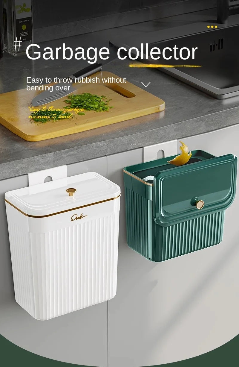 Kitchen Trash Can with Lid, Hanging Trash Can, Wall Mounted, Toilet, Living Room, Basebasket, Storage Bucket, Kitchen Waste