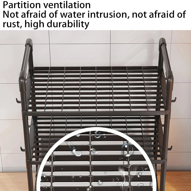 Kitchen Multi Purpose Storage Rack - Used For Microwave Ovens, Ovens, And Countertop Storage Racks With Hooks