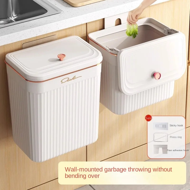 Kitchen Trash Can with Lid, Hanging Trash Can, Wall Mounted, Toilet, Living Room, Basebasket, Storage Bucket, Kitchen Waste