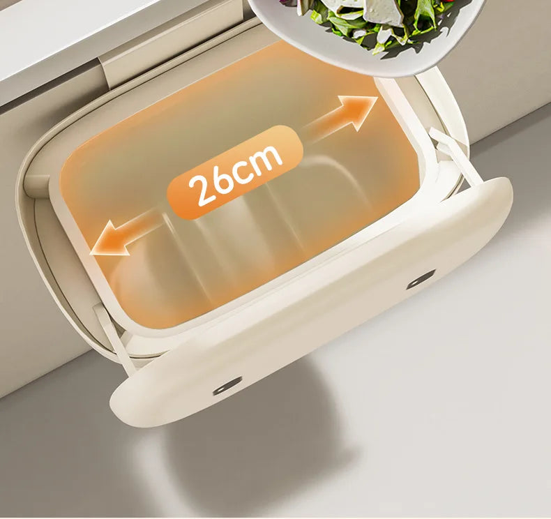 Kitchen garbage bin, household with lid, wall mounted garbage bin, no bending, large capacity, bathroom, hanging garbage bin