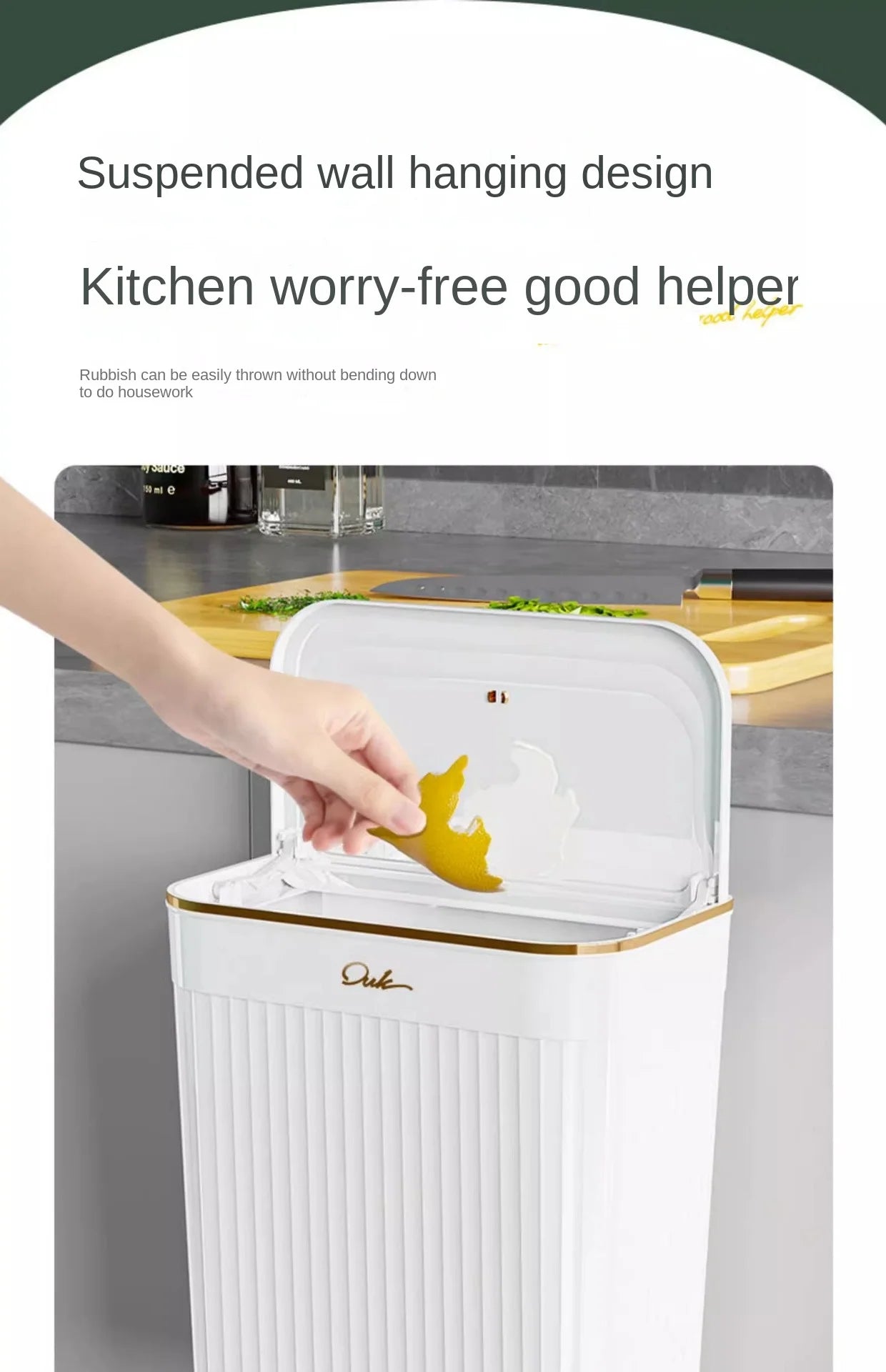Kitchen Trash Can with Lid, Hanging Trash Can, Wall Mounted, Toilet, Living Room, Basebasket, Storage Bucket, Kitchen Waste