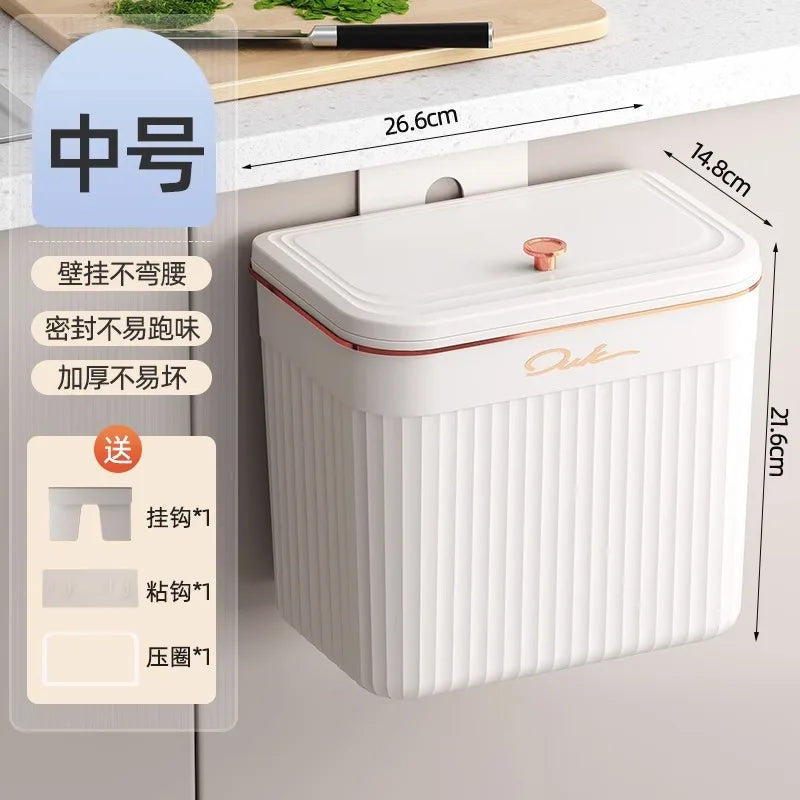 Kitchen Trash Can with Lid, Hanging Trash Can, Wall Mounted, Toilet, Living Room, Basebasket, Storage Bucket, Kitchen Waste