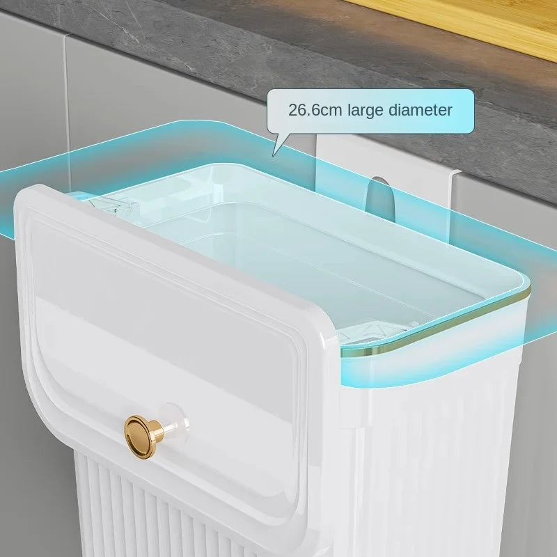 Kitchen Trash Can with Lid, Hanging Trash Can, Wall Mounted, Toilet, Living Room, Basebasket, Storage Bucket, Kitchen Waste