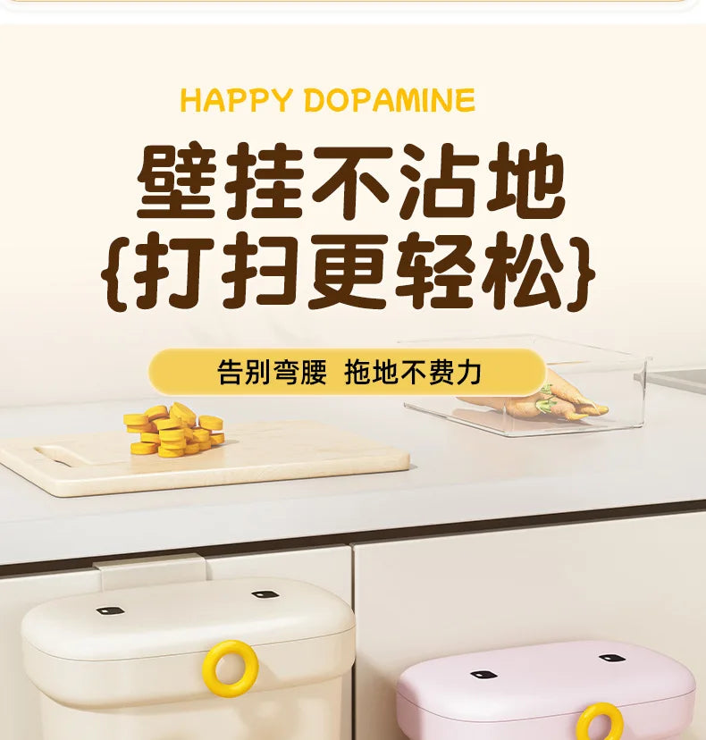 Kitchen garbage bin, household with lid, wall mounted garbage bin, no bending, large capacity, bathroom, hanging garbage bin