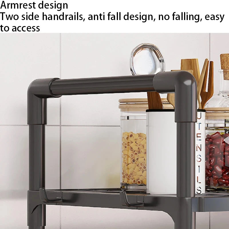 Kitchen Multi Purpose Storage Rack - Used For Microwave Ovens, Ovens, And Countertop Storage Racks With Hooks