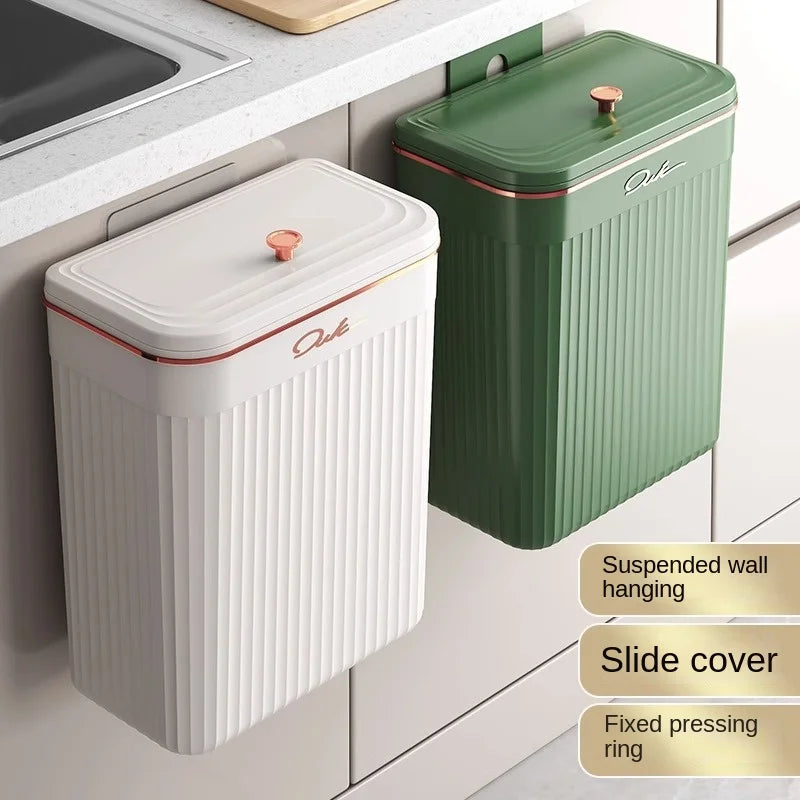 Kitchen Trash Can with Lid, Hanging Trash Can, Wall Mounted, Toilet, Living Room, Basebasket, Storage Bucket, Kitchen Waste