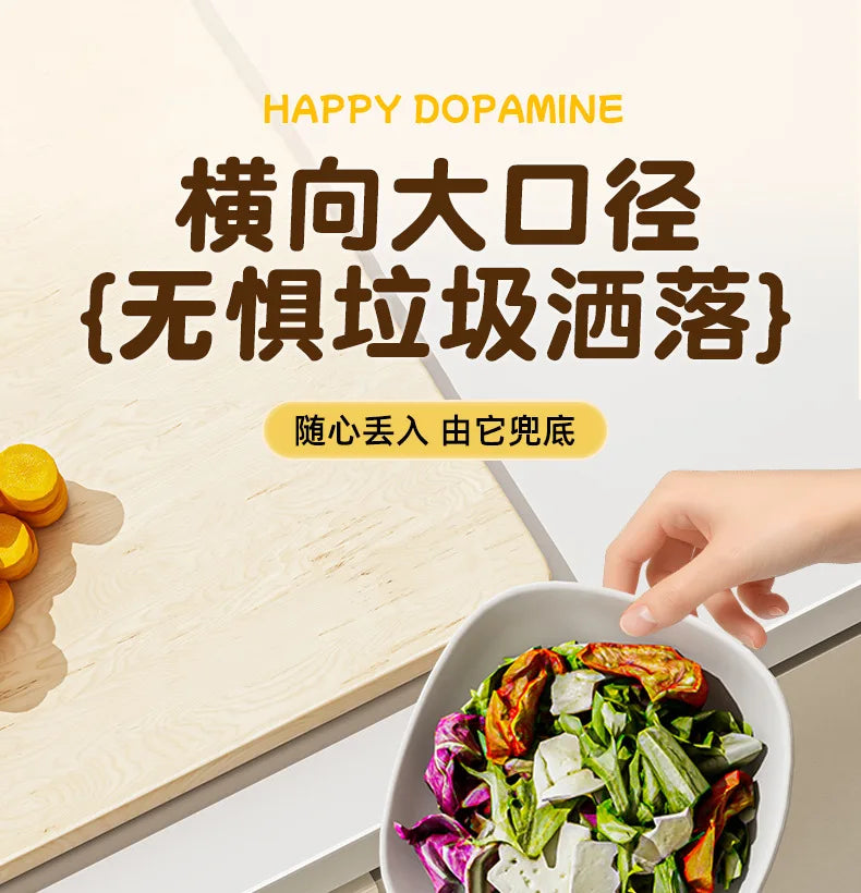 Kitchen garbage bin, household with lid, wall mounted garbage bin, no bending, large capacity, bathroom, hanging garbage bin