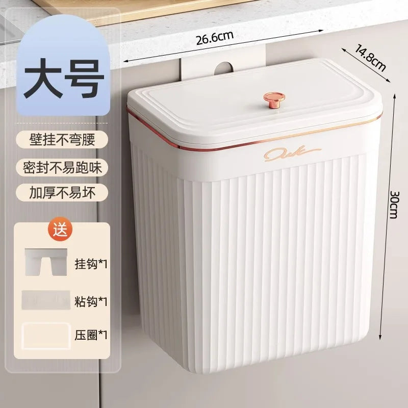Kitchen Trash Can with Lid, Hanging Trash Can, Wall Mounted, Toilet, Living Room, Basebasket, Storage Bucket, Kitchen Waste